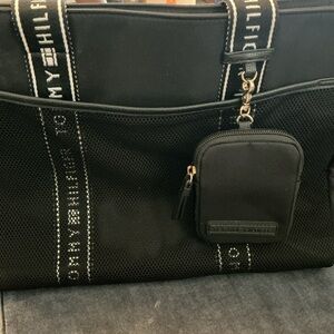 Tommy Hilfiger Black Laptop Bag with Logo Strap
